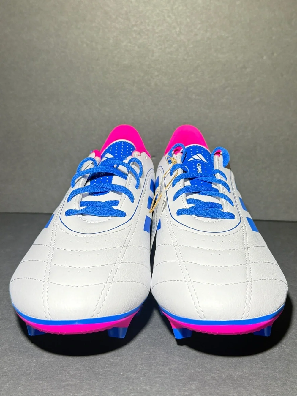 Adidas White Blue Pink Firm-Ground Soccer Cleats